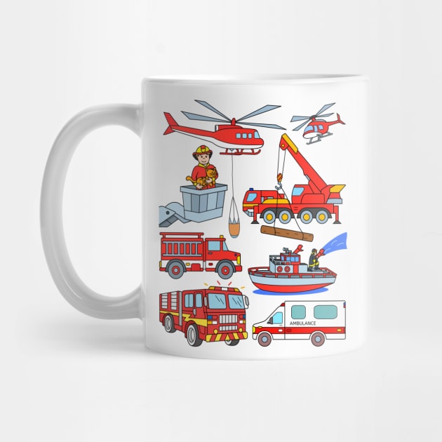 Ambulance Fire Department Fireman Trucks and Vehicles by samshirts